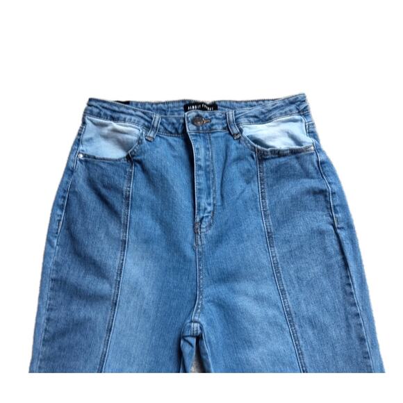 Women's Almost Famous Wide Leg Jeans, Size 13, Bell Bottom, Colorblock - Picture 4 of 5